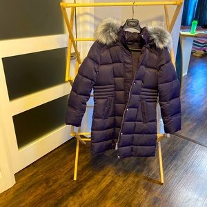 Brand new Beautiful deep purple fur trimmed hood winter coat